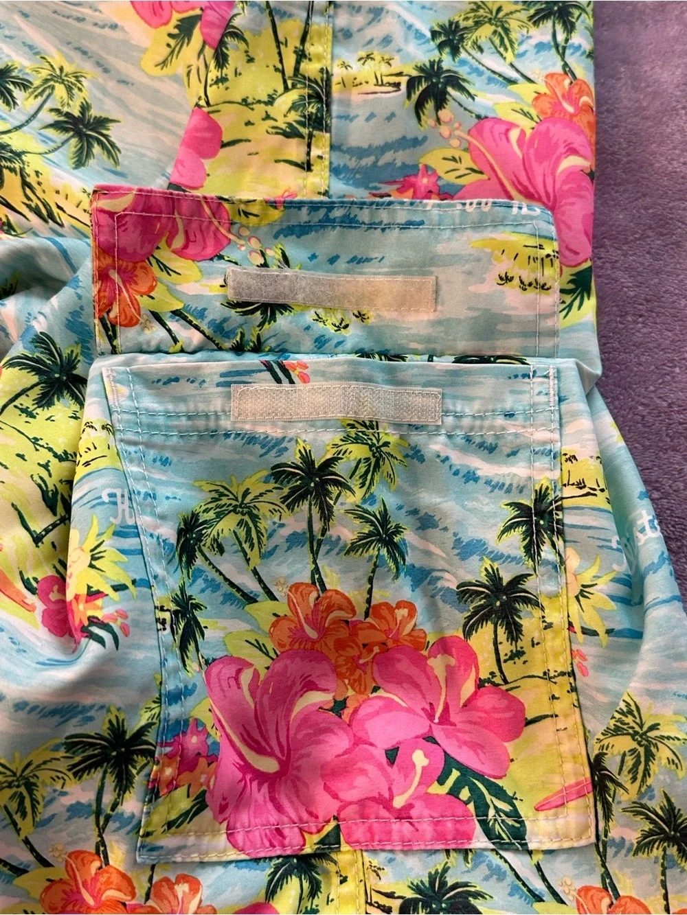 Hollister Tropical Blue Swim Shorts with Pink Floral Print